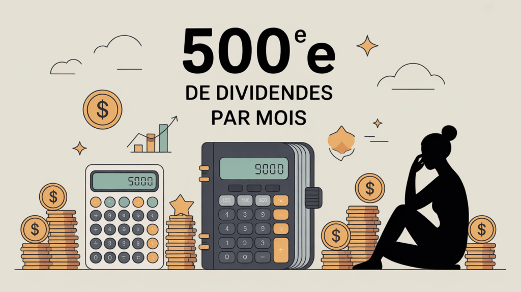 Illustration carnet epargne calculatrice graphique investissement 500E dividendes