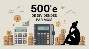Illustration carnet epargne calculatrice graphique investissement 500E dividendes