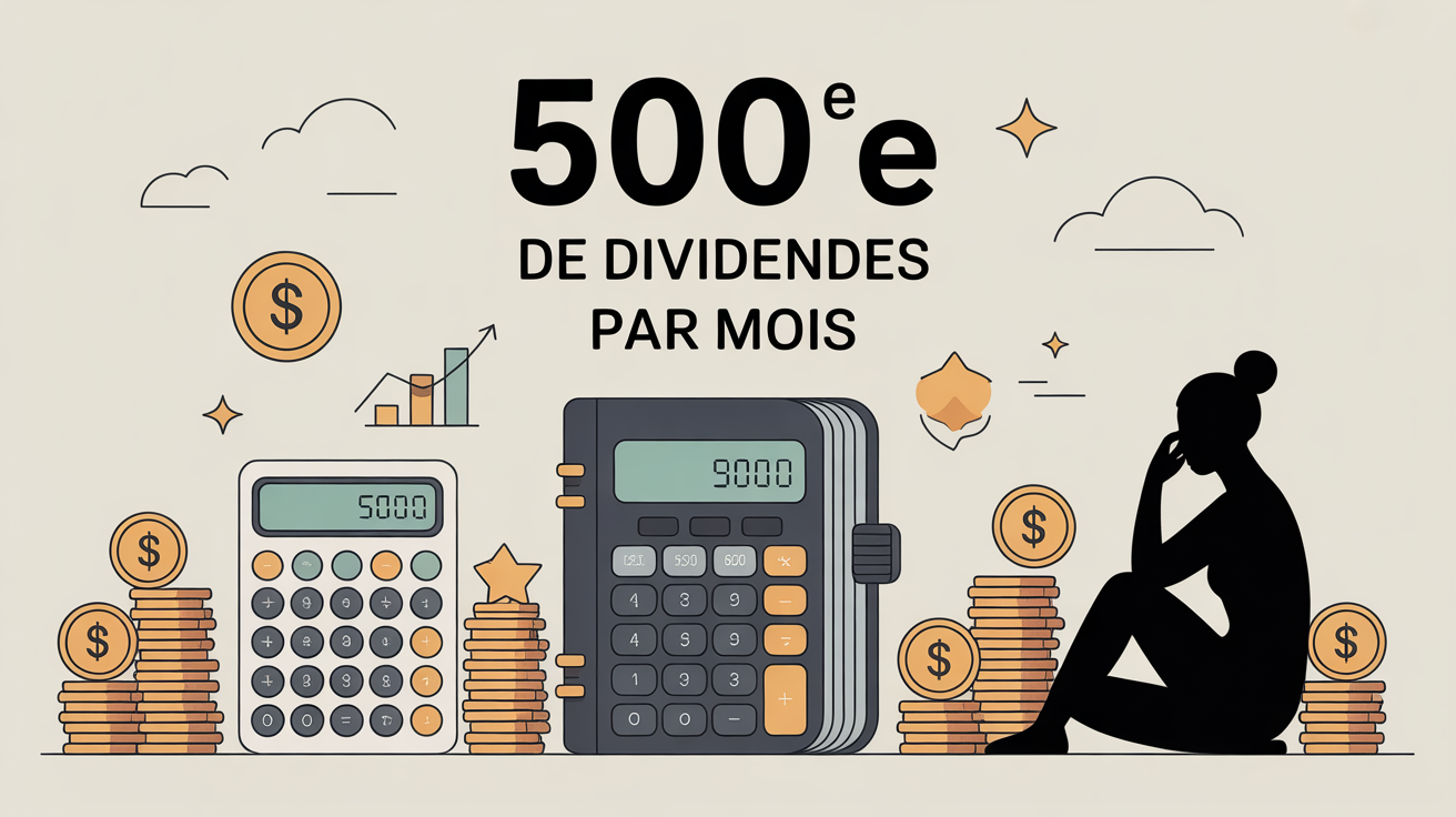 Illustration carnet epargne calculatrice graphique investissement 500E dividendes