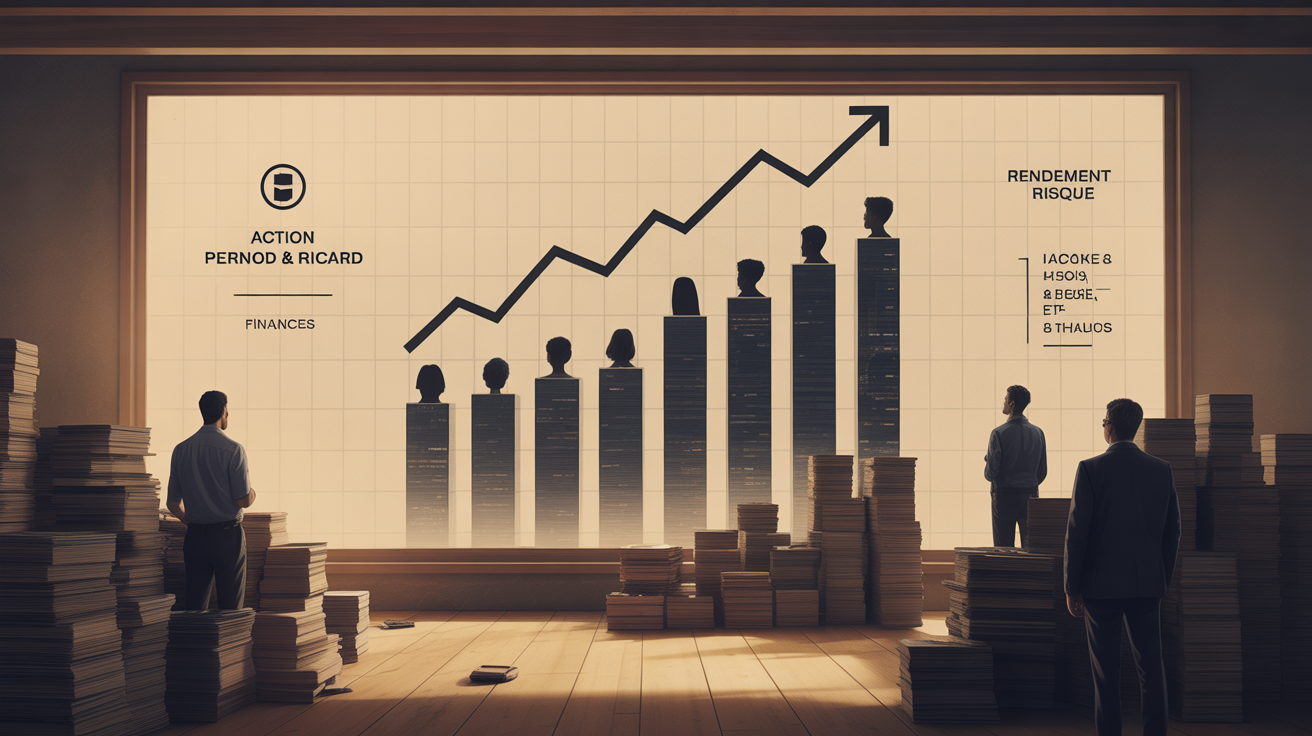 Graphique stylise action Pernod Ricard rendement et risque