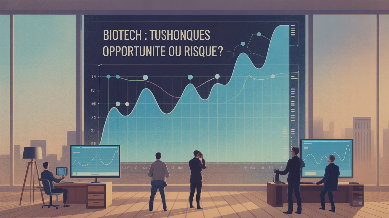 Illustration graphique financier biotech opportunite ou risque