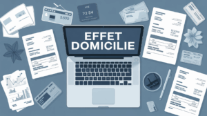 illustration effet domicilie ordinateur bureau factures