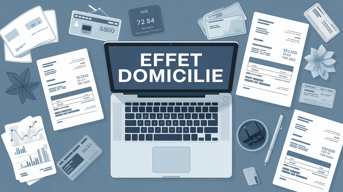 illustration effet domicilie ordinateur bureau factures