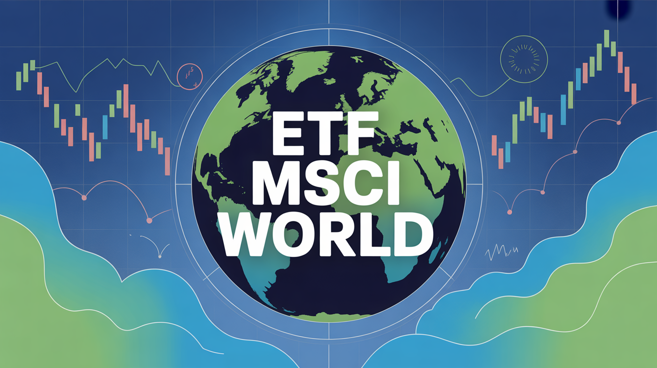 Illustration ETF MSCI World globe et graphiques financiers