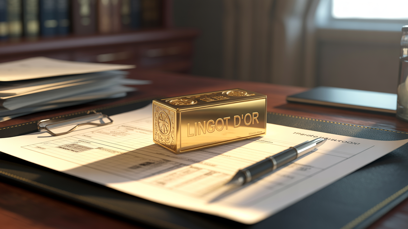 Illustration lingot d'or succession documents officiels