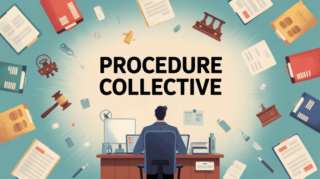 Procédure collective entreprise illustration tempête administrative