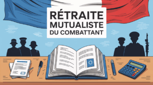 Illustration dossier Retraite Mutualiste du Combattant avec calculatrice et militaires
