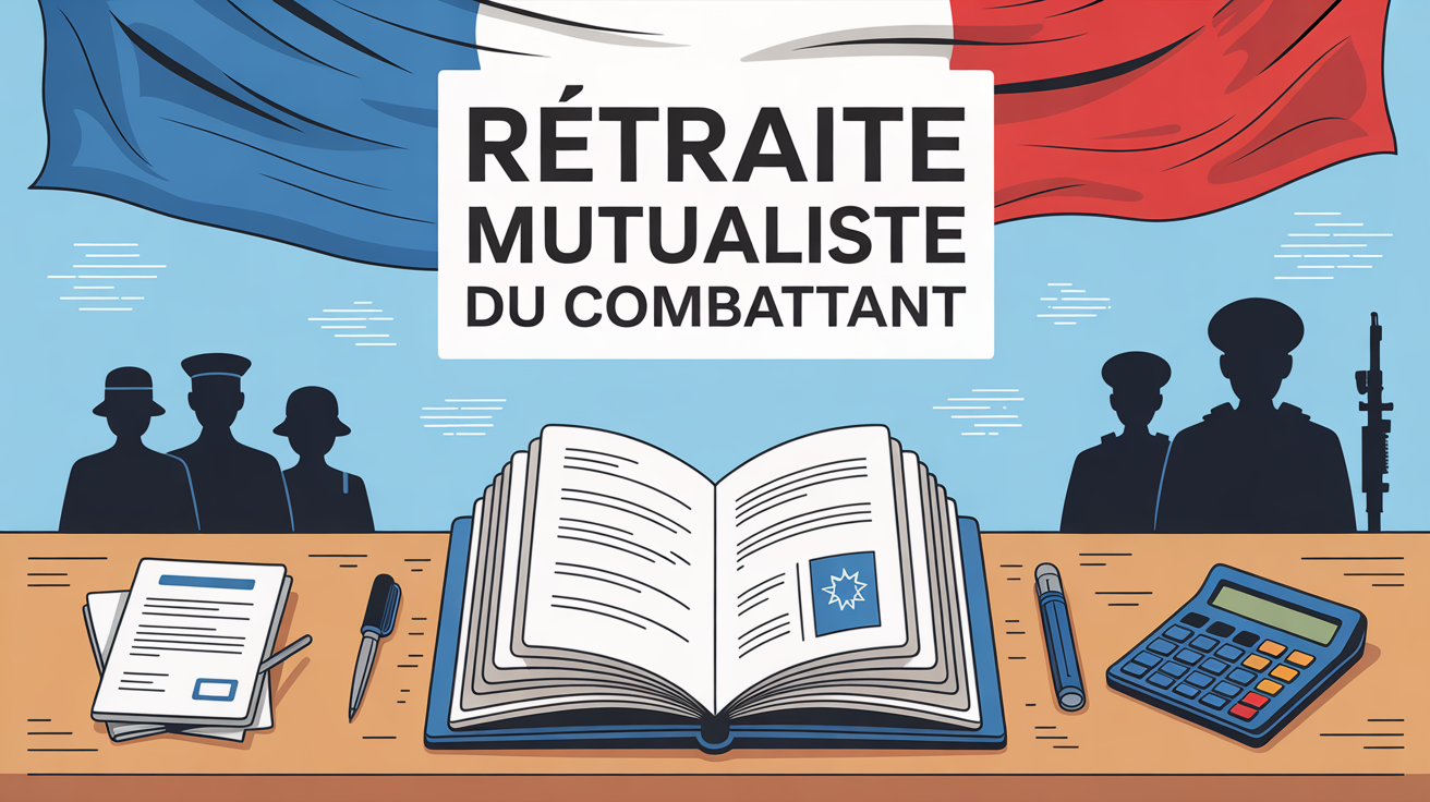 Illustration dossier Retraite Mutualiste du Combattant avec calculatrice et militaires