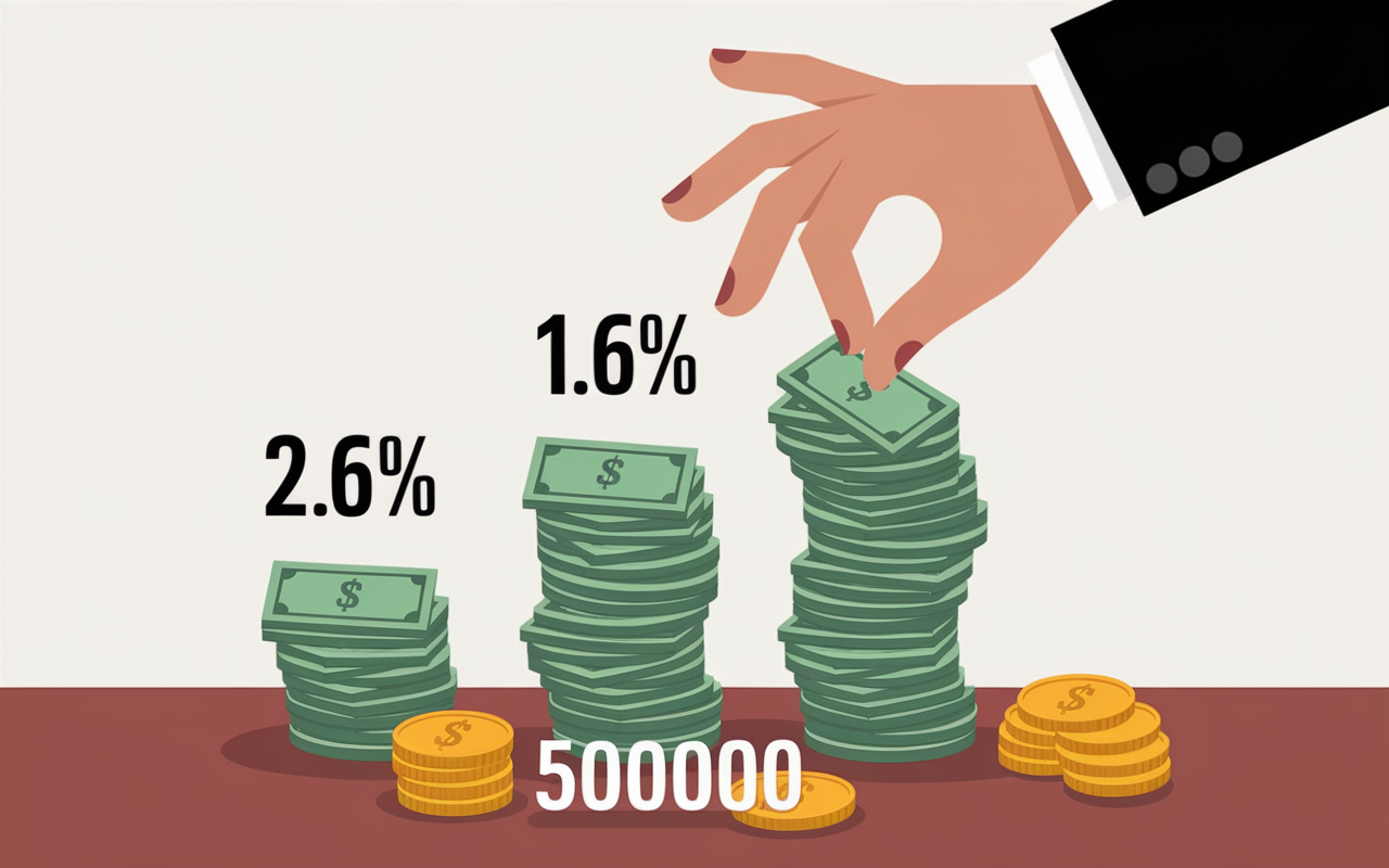 Main stylisée montants et taux de rendement pour 500000 euros placés