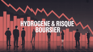 illustration marche financier hydrogene courbes rouges silhouettes