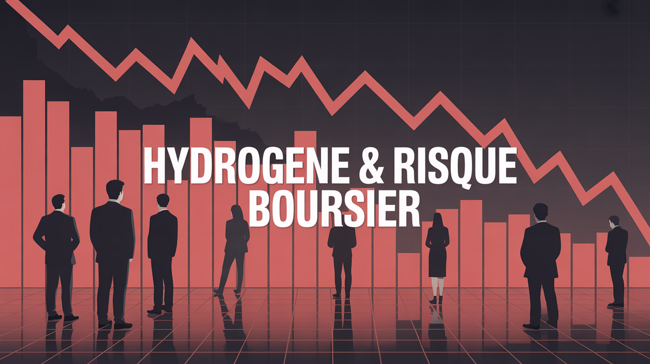 illustration marche financier hydrogene courbes rouges silhouettes