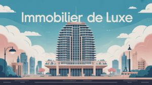 Illustration stylisée d'une tour moderne symbole de l'immobilier de luxe