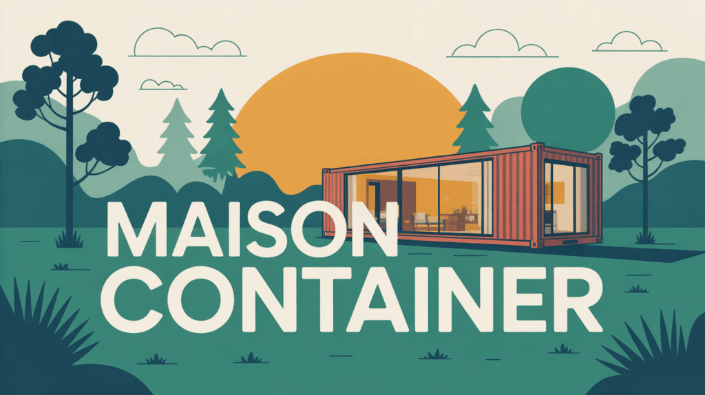 maison container moderne illustration sur terrain vert