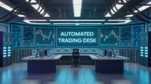 Salle trading desk automatisé haute fréquence serveurs câbles graphiques