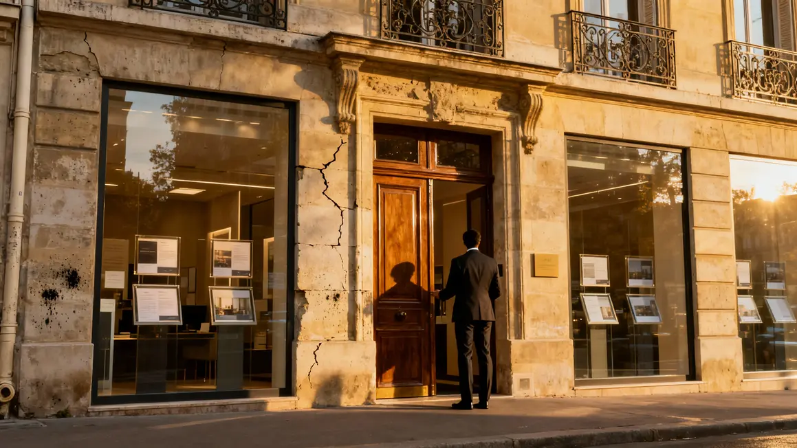 Facade agence immobiliere haut de gamme Paris