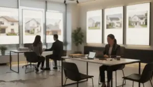 Agence immobilière Human Immobilier, clients et conseiller, ambiance professionnelle