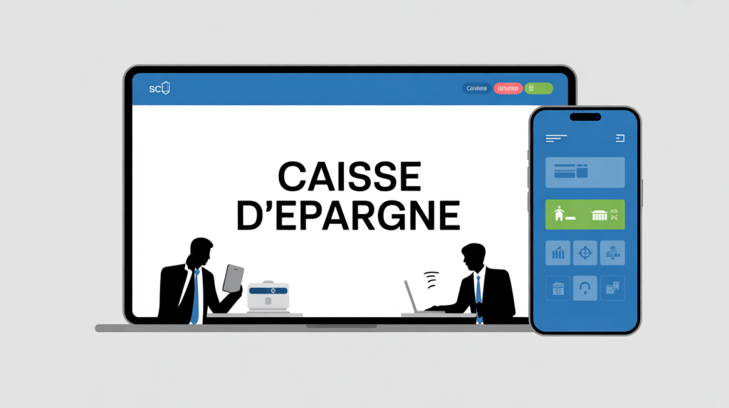 Illustration Caisse d Epargne www.caisse-epargne.fr ordinateur smartphone comptes ligne