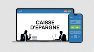 Illustration Caisse d Epargne www.caisse-epargne.fr ordinateur smartphone comptes ligne