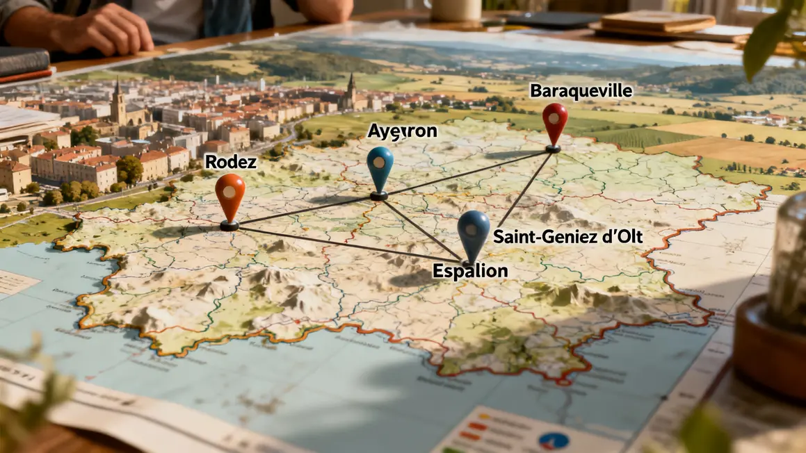 carte Aveyron agences Druot Immobilier localisées