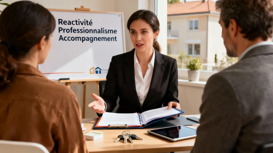 agent Druot Immobilier expliquant dossier clients