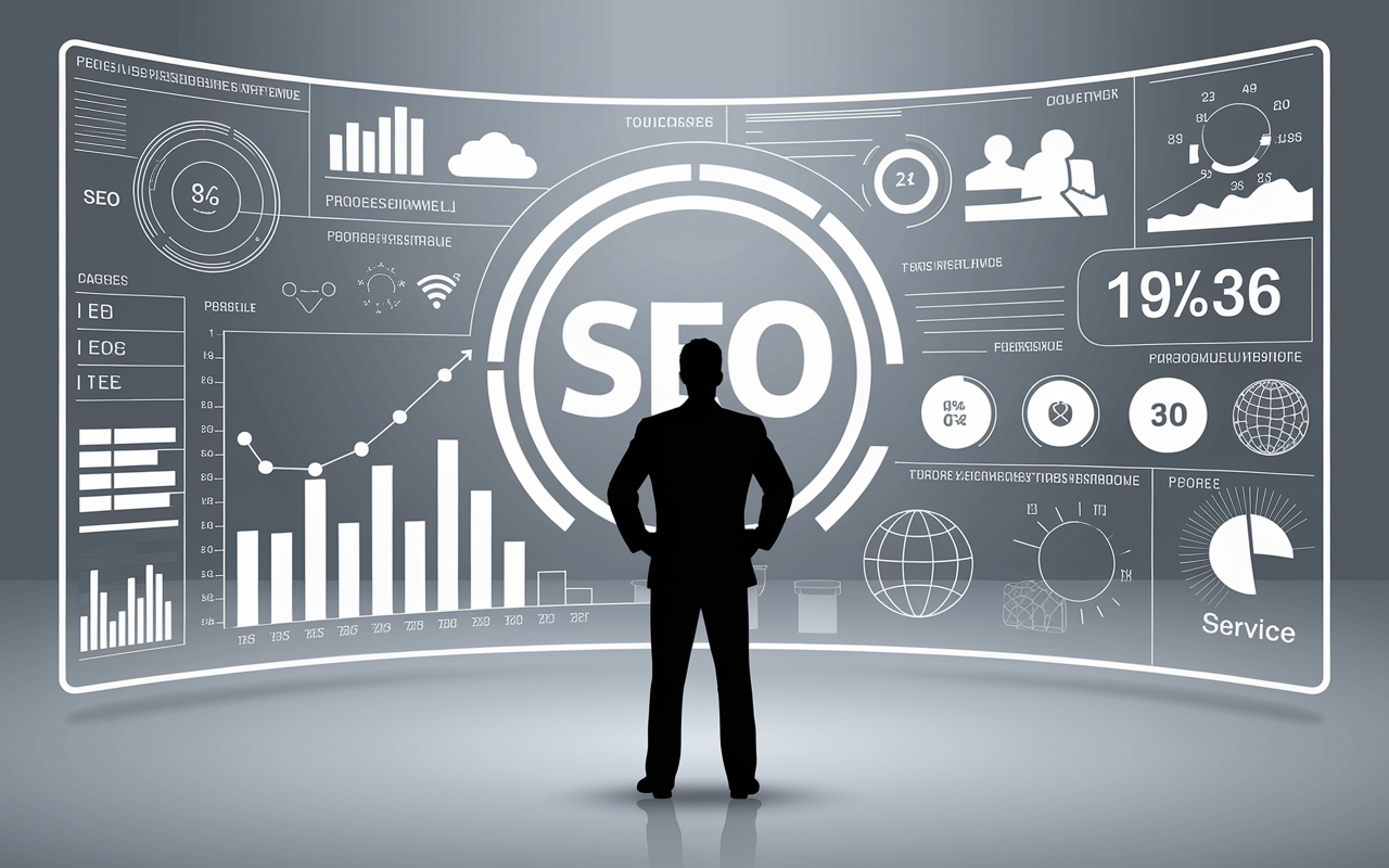 Consultant devant dashboard sg pro seo