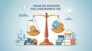 assurance vie frais de gestion illustration balance et pieces