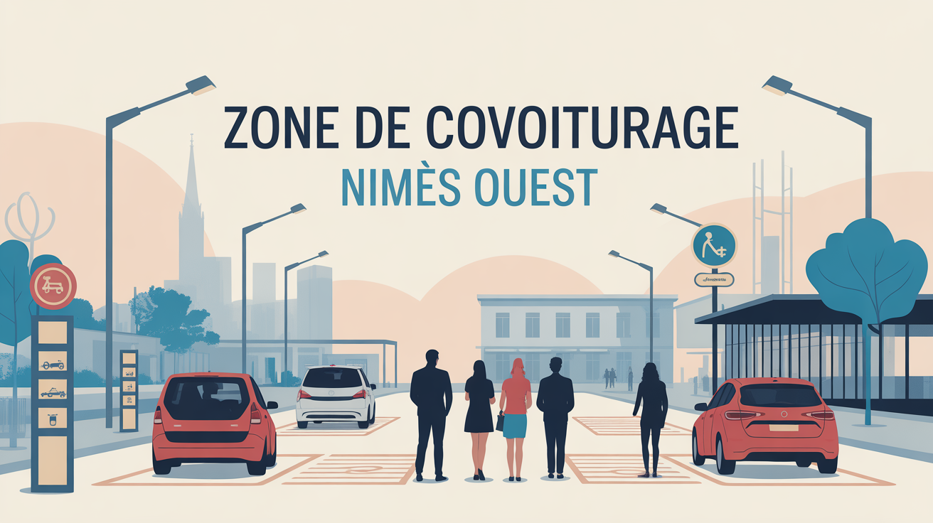 zone covoiturage nîmes ouest illustration moderne silhouettes