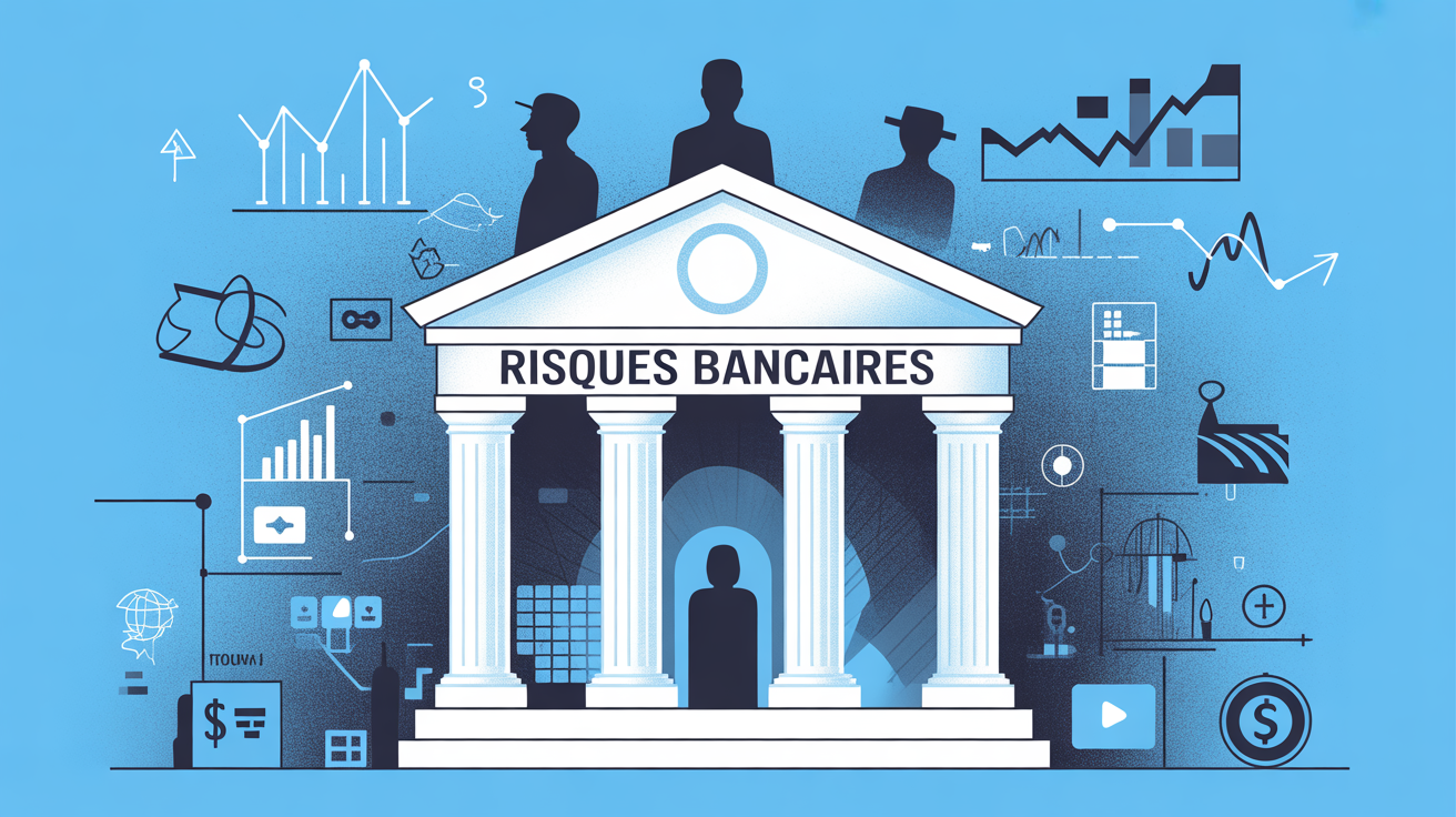 actualité sur les banques facade stylisee et chiffres risques bancaires