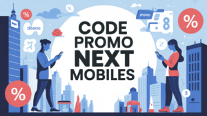 Illustration code promo Next Mobile sur ville moderne
