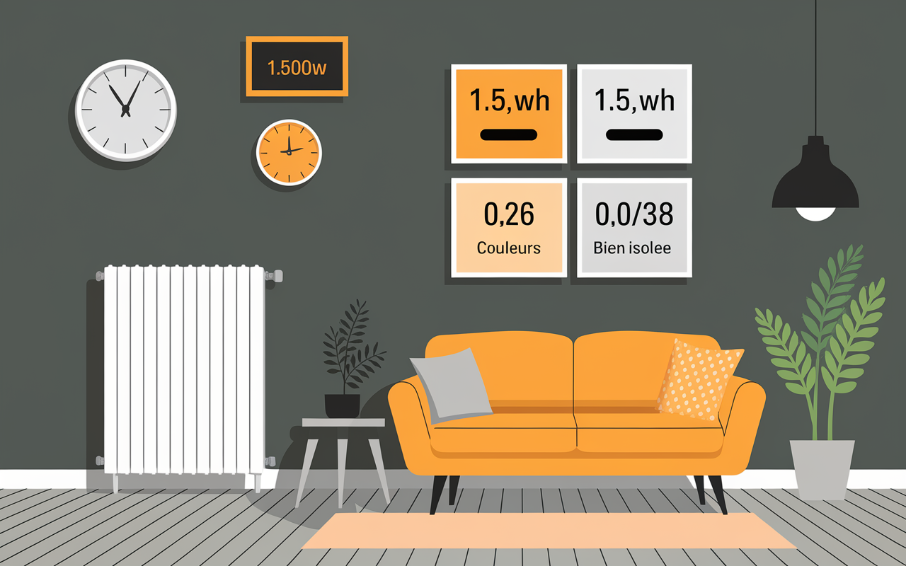 consommation radiateur électrique 1500 watts coût