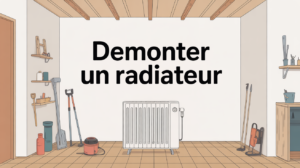 atelier domestique radiateur au sol outils autour