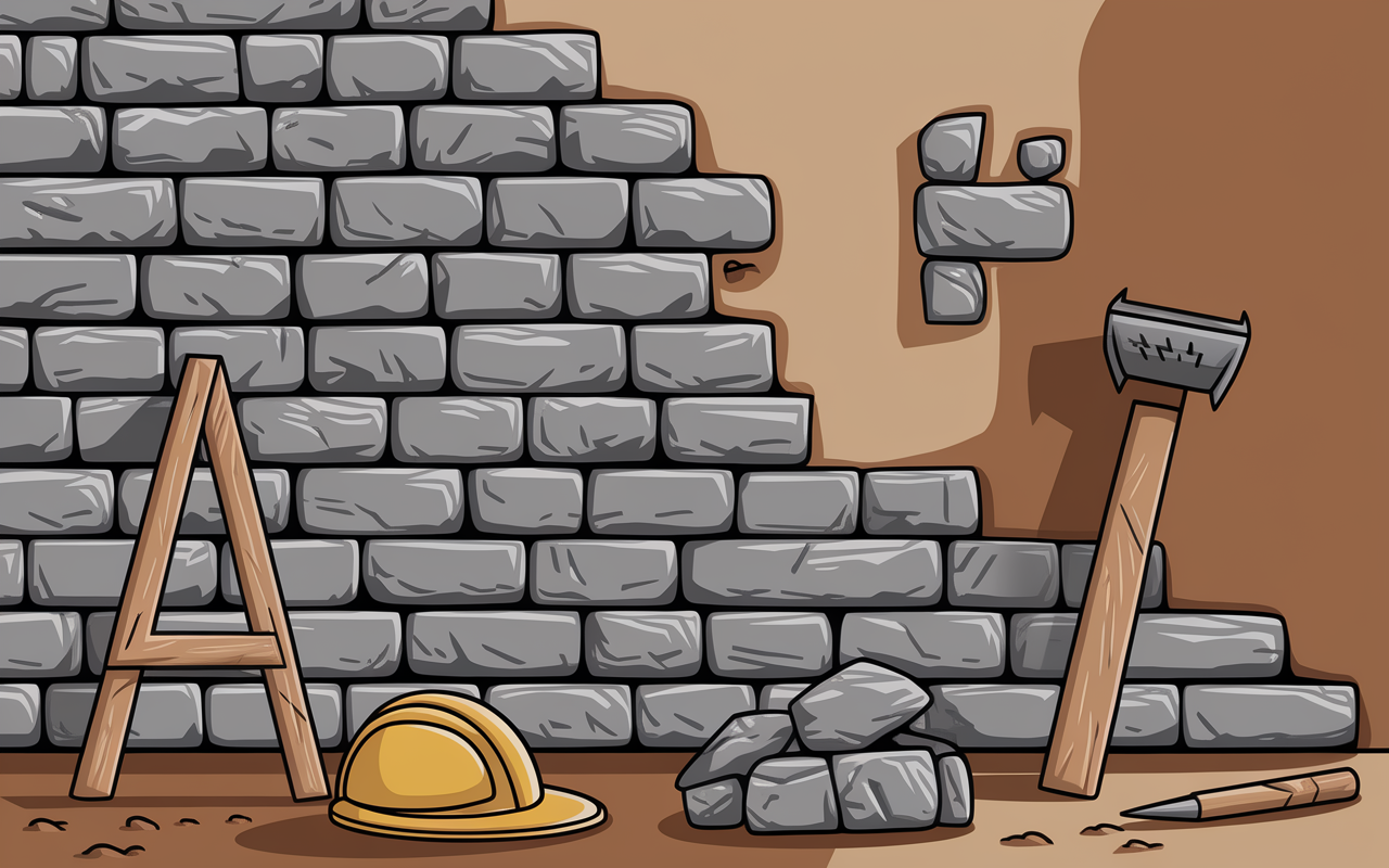 mur ancien enduit pierre vue outils