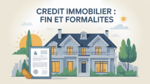 j ai fini de payer mon credit immobilier illustration maison et document