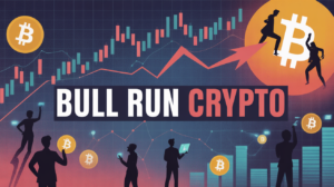 illustration prochain bull run crypto marche dynamique silhouettes bitcoin