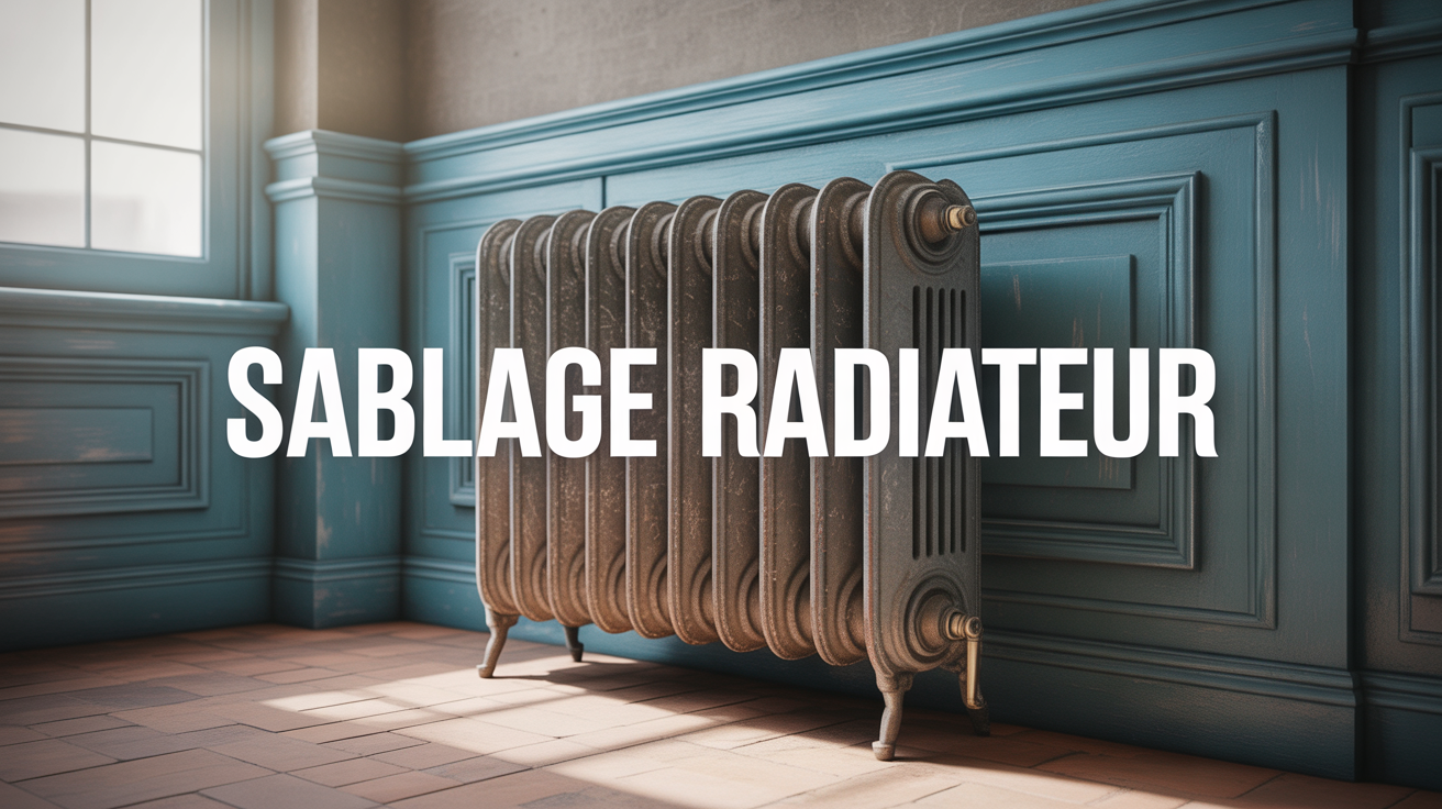 Radiateur sablage en fonte lors restauration atelier