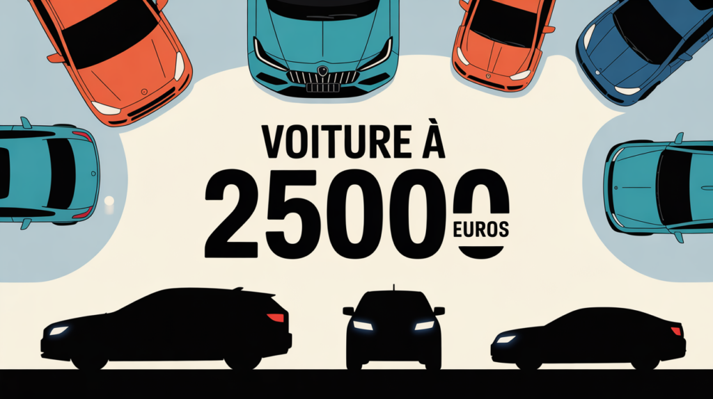 parking voitures silhouettes texte voiture 25000 euros
