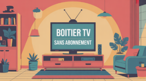 salon moderne avec boîtier tv sans abonnement