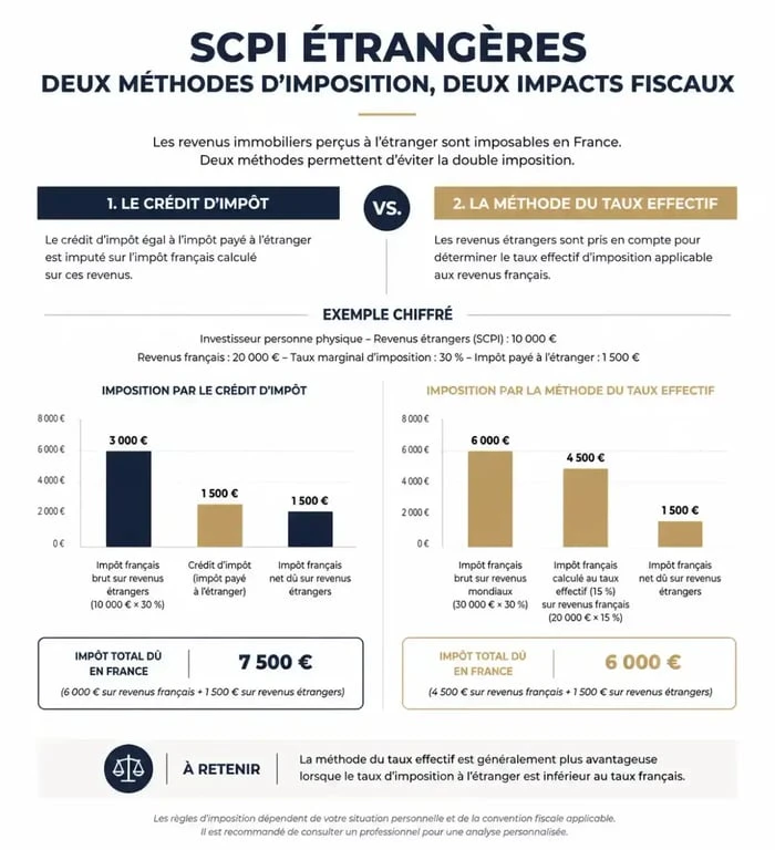 Comparatif des méthodes d'imposition pour la fiscalité des SCPI étrangères