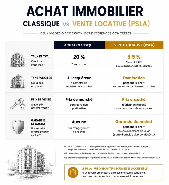 Comparatif des avantages de la vente locative PSLA par rapport à un achat immobilier classique