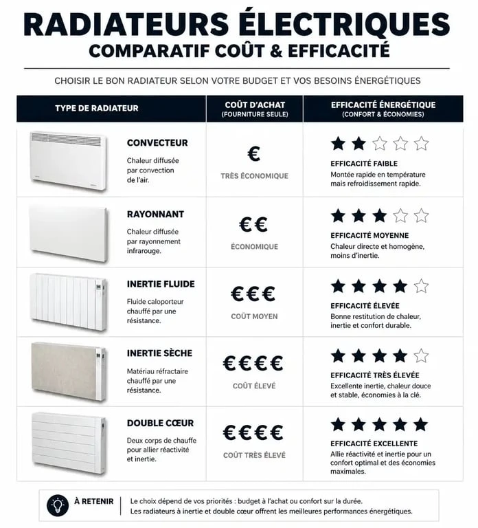 Comparatif des radiateurs électriques les plus économiques : coût et performance