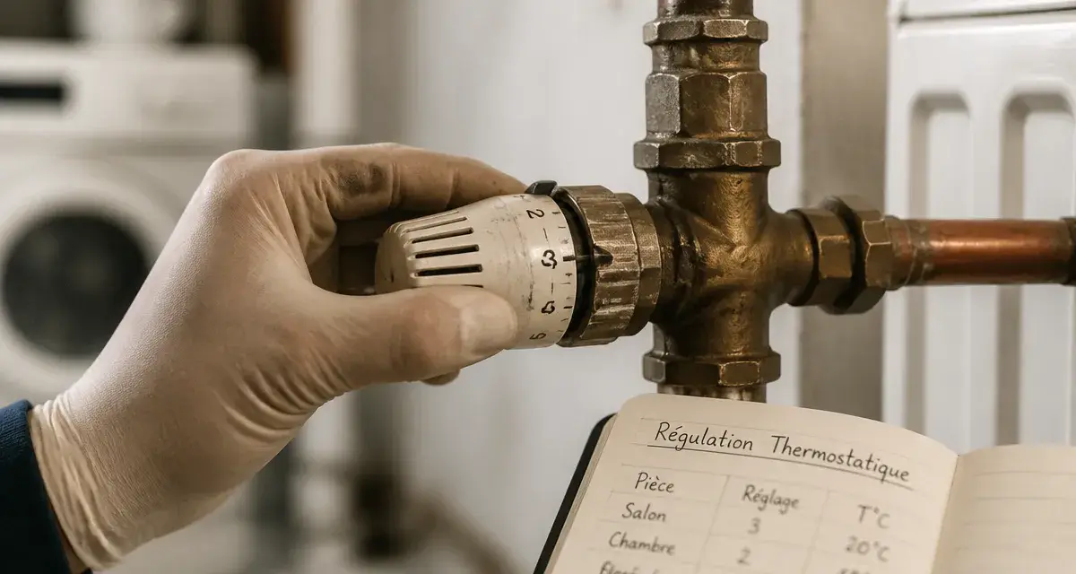 Fonctionnement vanne thermostatique : tête thermostatique sur radiateur