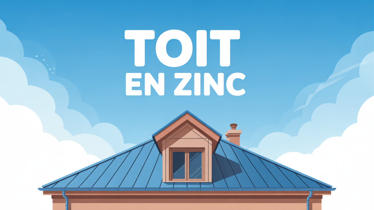 toit en zinc stylise ciel bleu