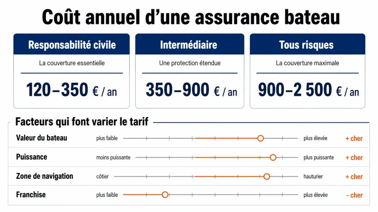 Assurance bateau prix : illustration comparative des formules et des tarifs annuels