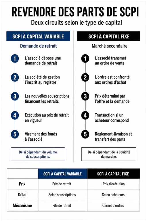 Processus de revente de parts de SCPI : étapes pour capital variable et fixe
