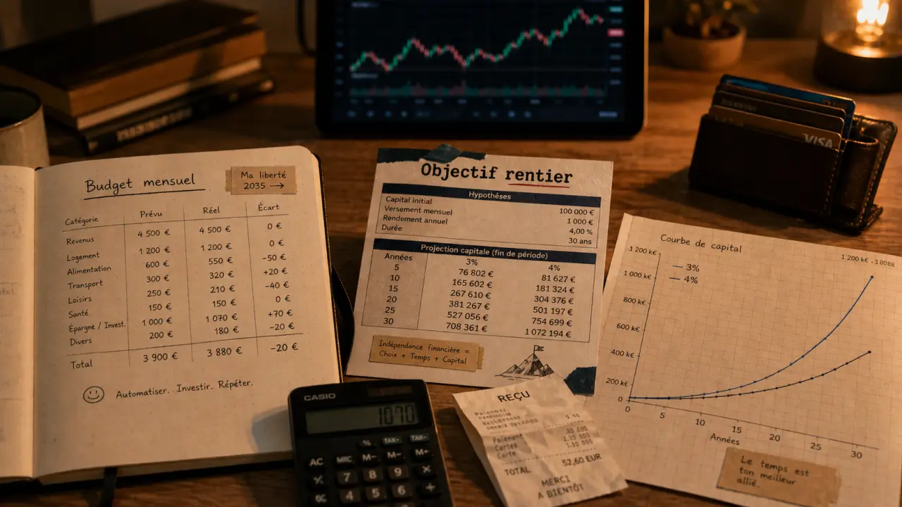 Objectif rentier : calcul du capital et revenus passifs, budget mensuel et placements