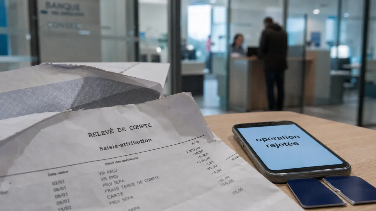 Saisie attribution blocage : opération rejetée, relevé bancaire et contestation