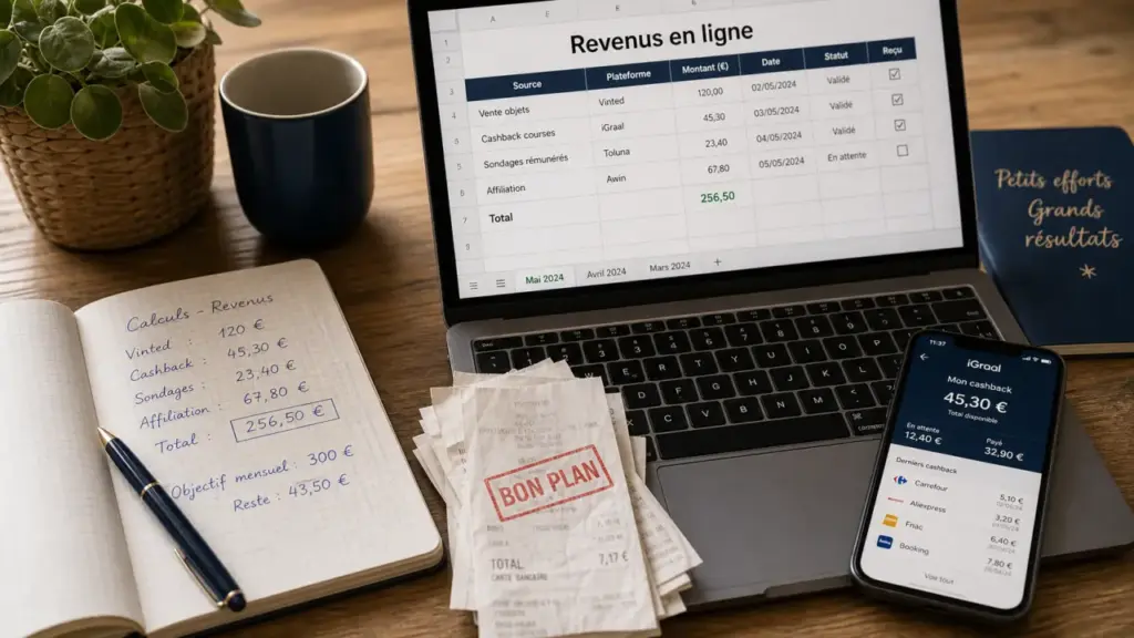 Arrondir ses fins de mois en ligne : gains rapides ou revenu durable, cashback et reçus bon plan