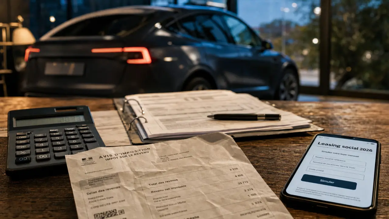 leasing social simulation 2026 : 16 300 € par part, 15 km, 36 mois