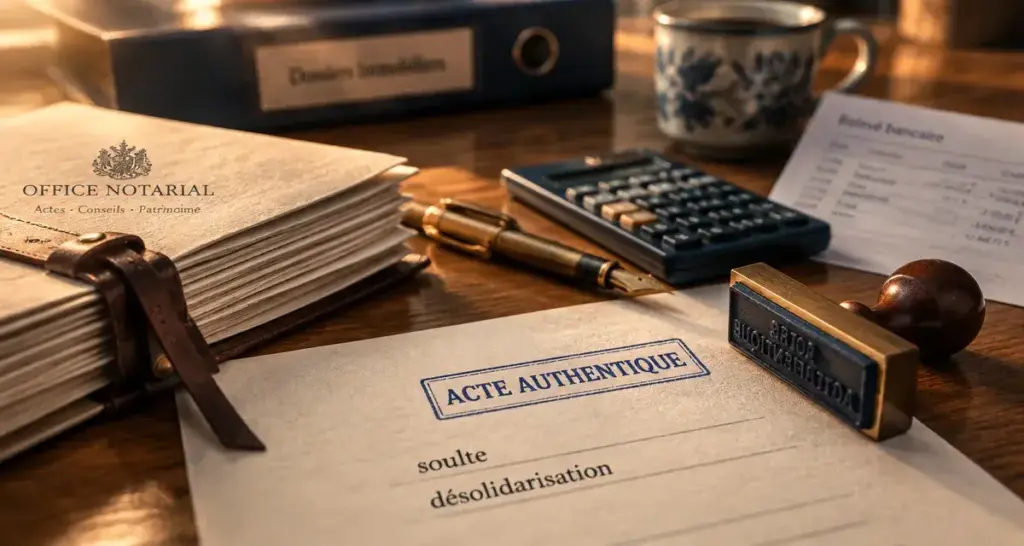 Acte de désolidarisation notaire prix : soulte sur documents notariés