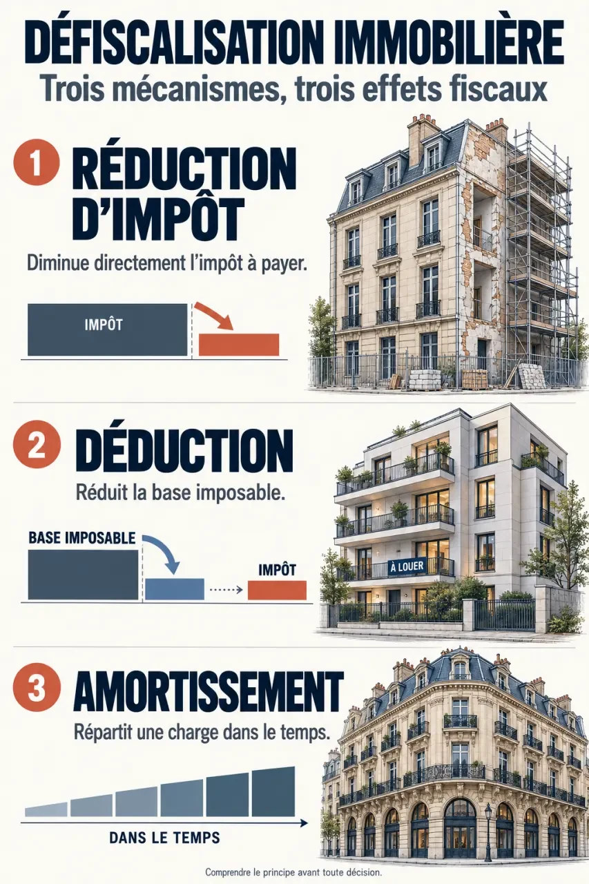 Tableau comparatif défiscalisation immobilière : réduction, déduction et amortissement